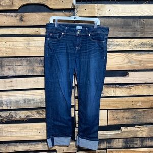 HUDSON Ginny Crop Straight Jeans With Cuff Dark Wash Low Rise Size 31